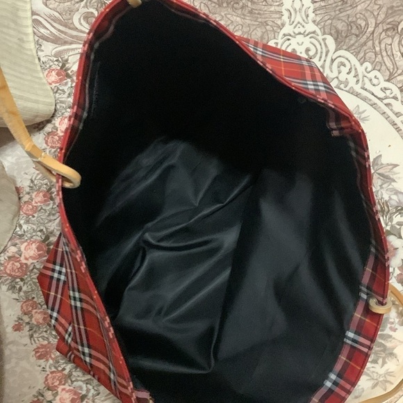 BURBERRY Nova Check Tote Bag Canvas
Leather Red Black Auth - Picture 3 of 10